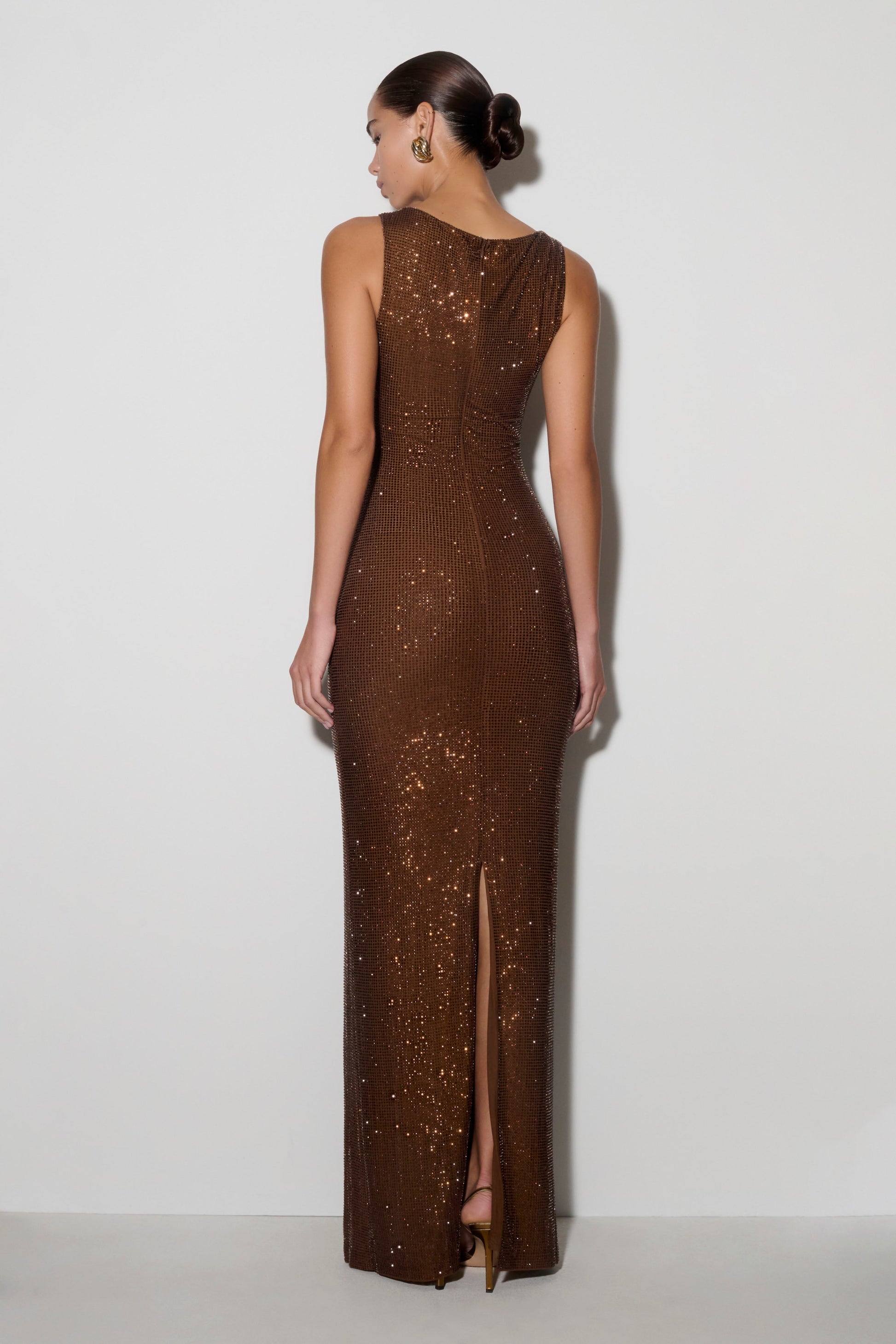 Magnolia Diamante Sleeveless Maxi Dress in Chocolate Chocolate 4