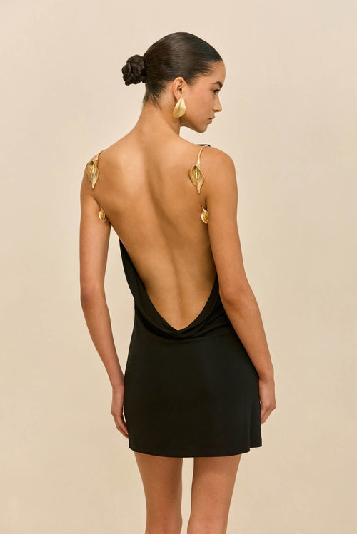 Isaray Satin Midi Dress in Black BLACK 1