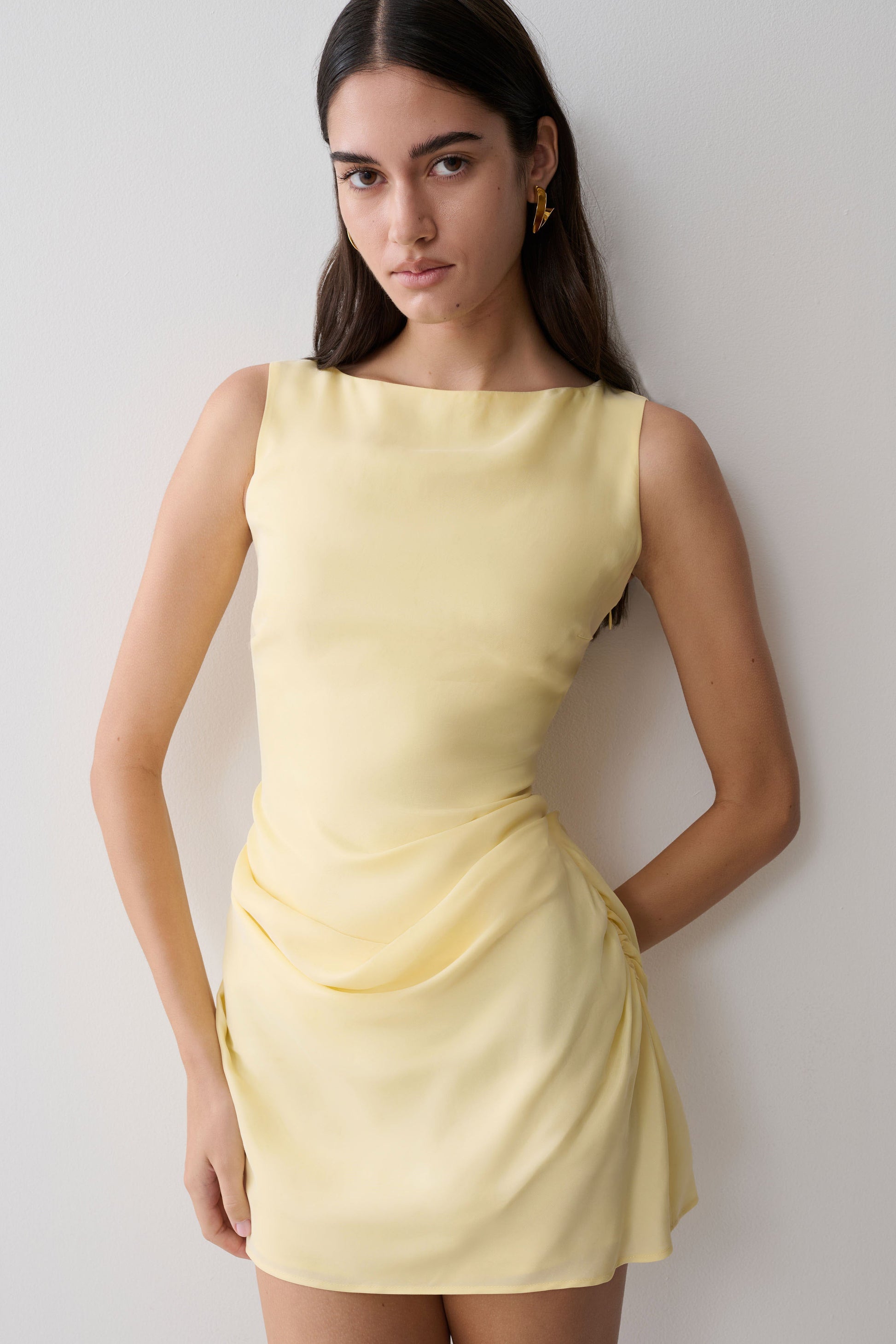 Bexley Draped Mini Dress in Dark Chocolate Dark Chocolate 8
