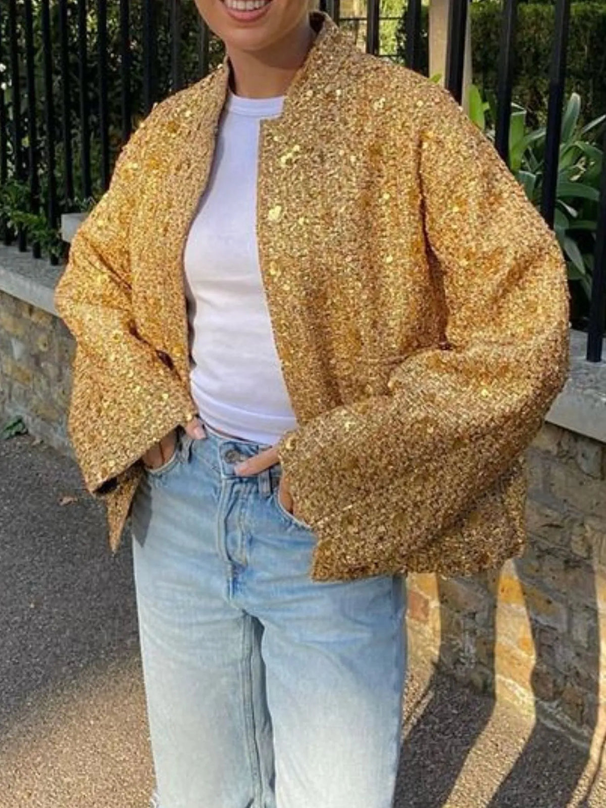 Margot Sequin Blazer Jacket Gold 1