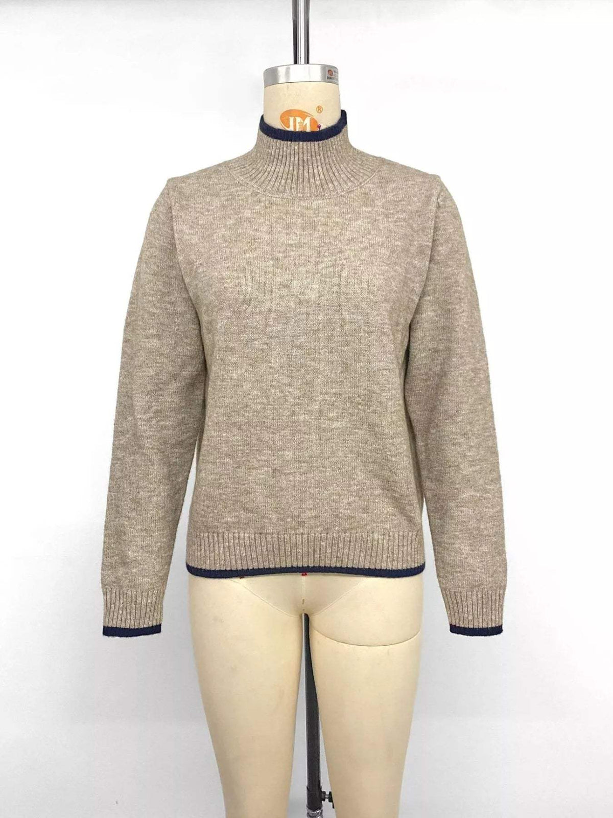Margot Mock Neck Sweater Dress Khaki 8