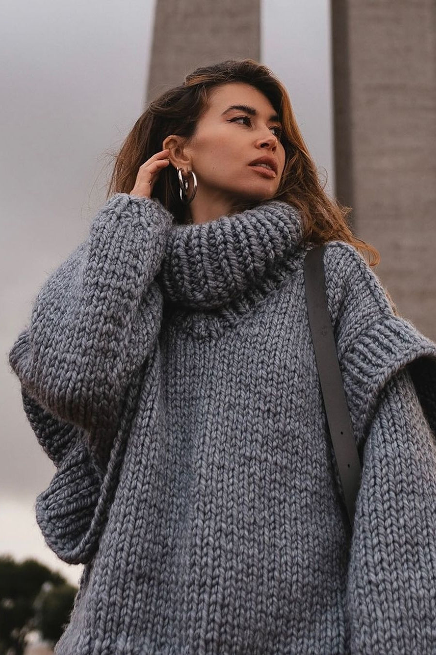 Margot Chunky Knit Turtleneck Grey 3