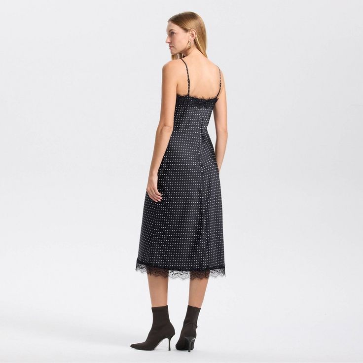 Margot Satin Slip Midi Dress Black 1