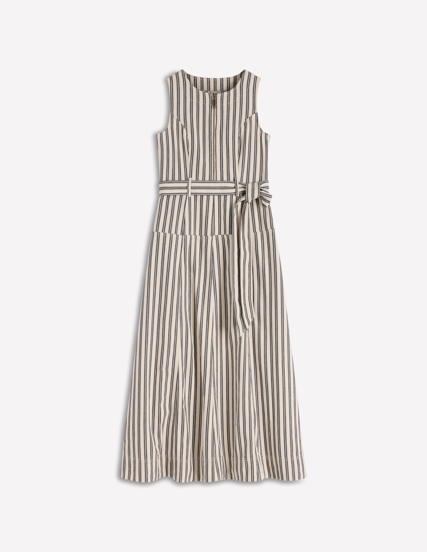 Margot Denim Zip Dress Ivory and Navy Stripe 5