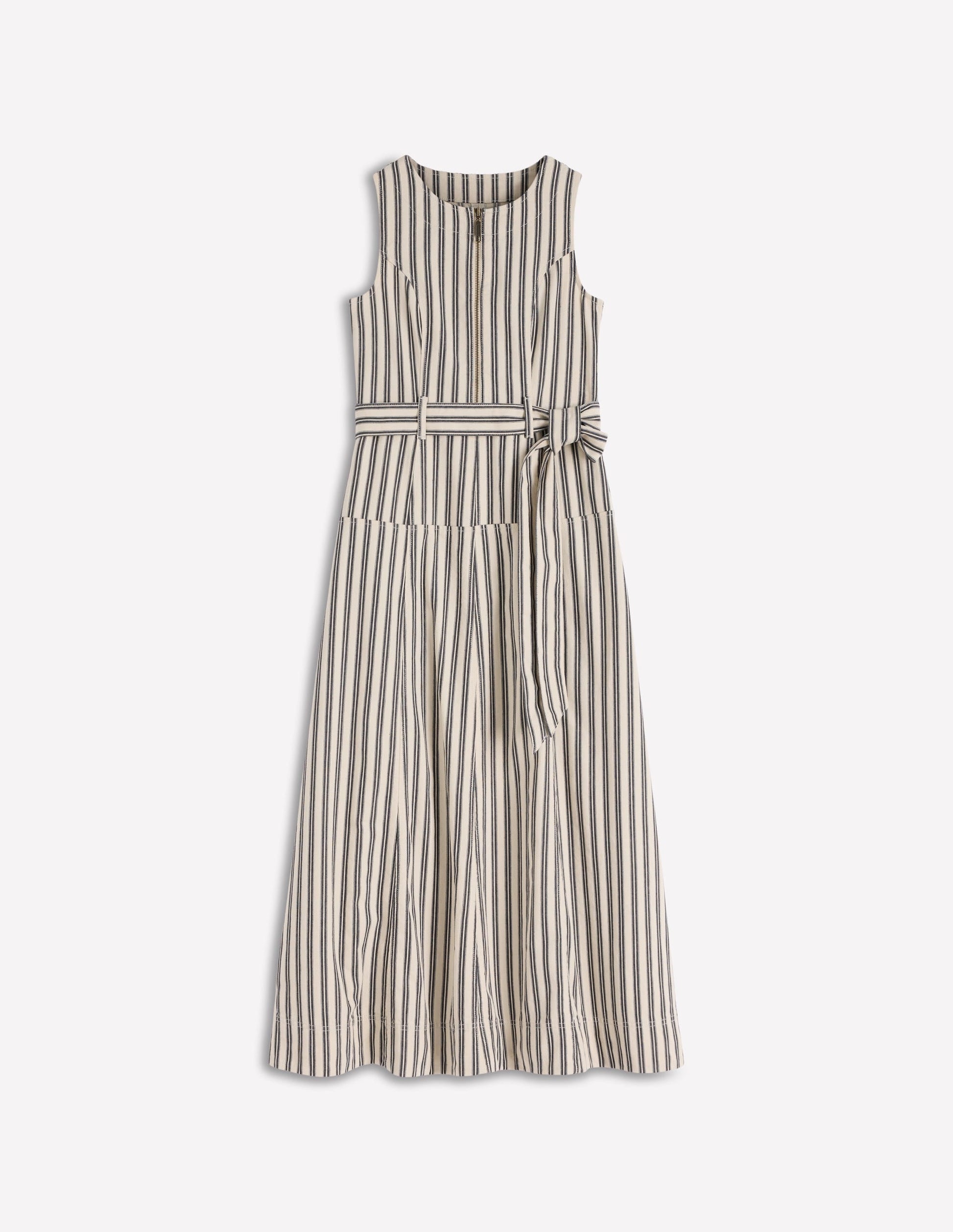 Margot Denim Zip Dress Ivory and Navy Stripe 5