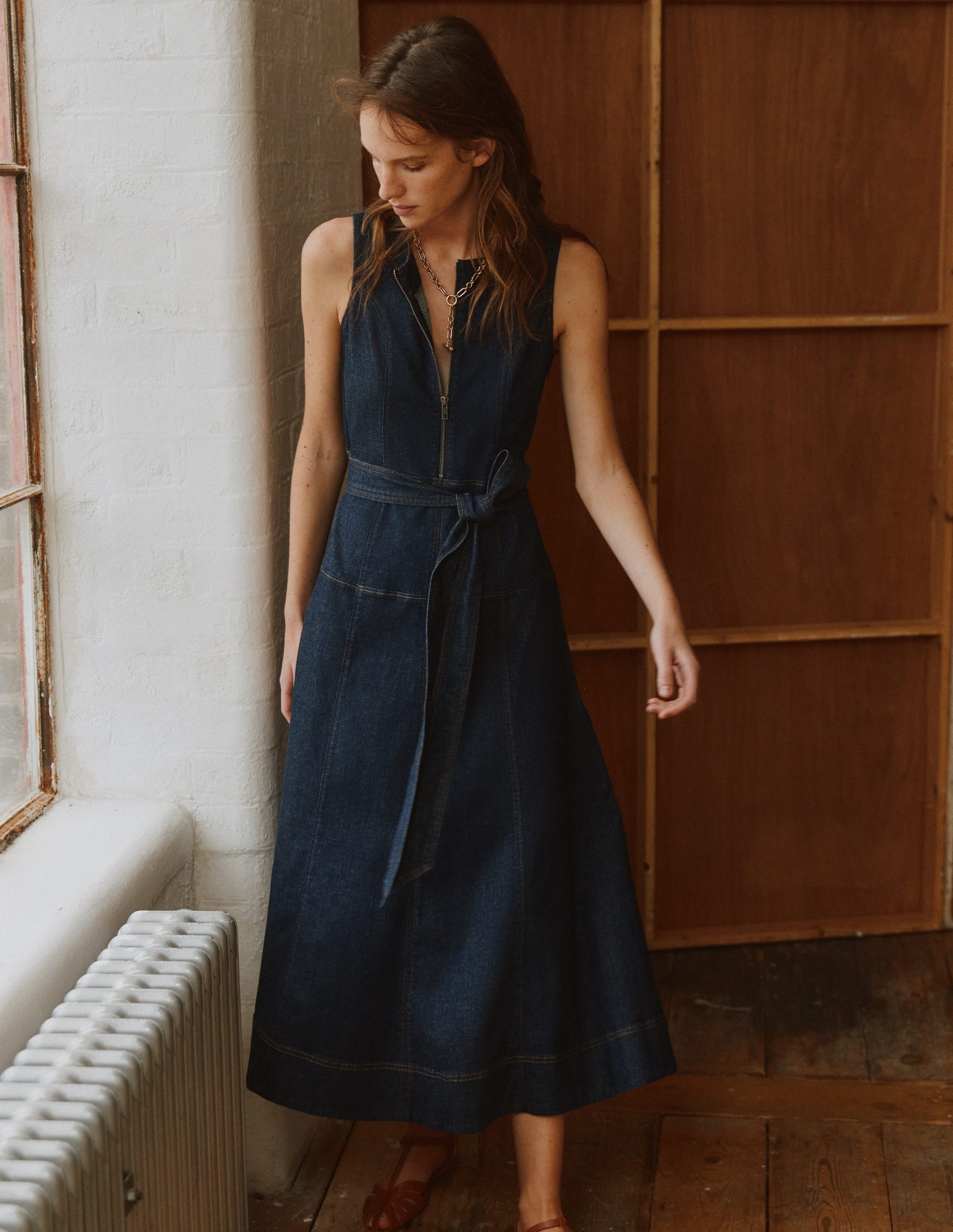 Margot Denim Zip Dress Indigo Wash 5