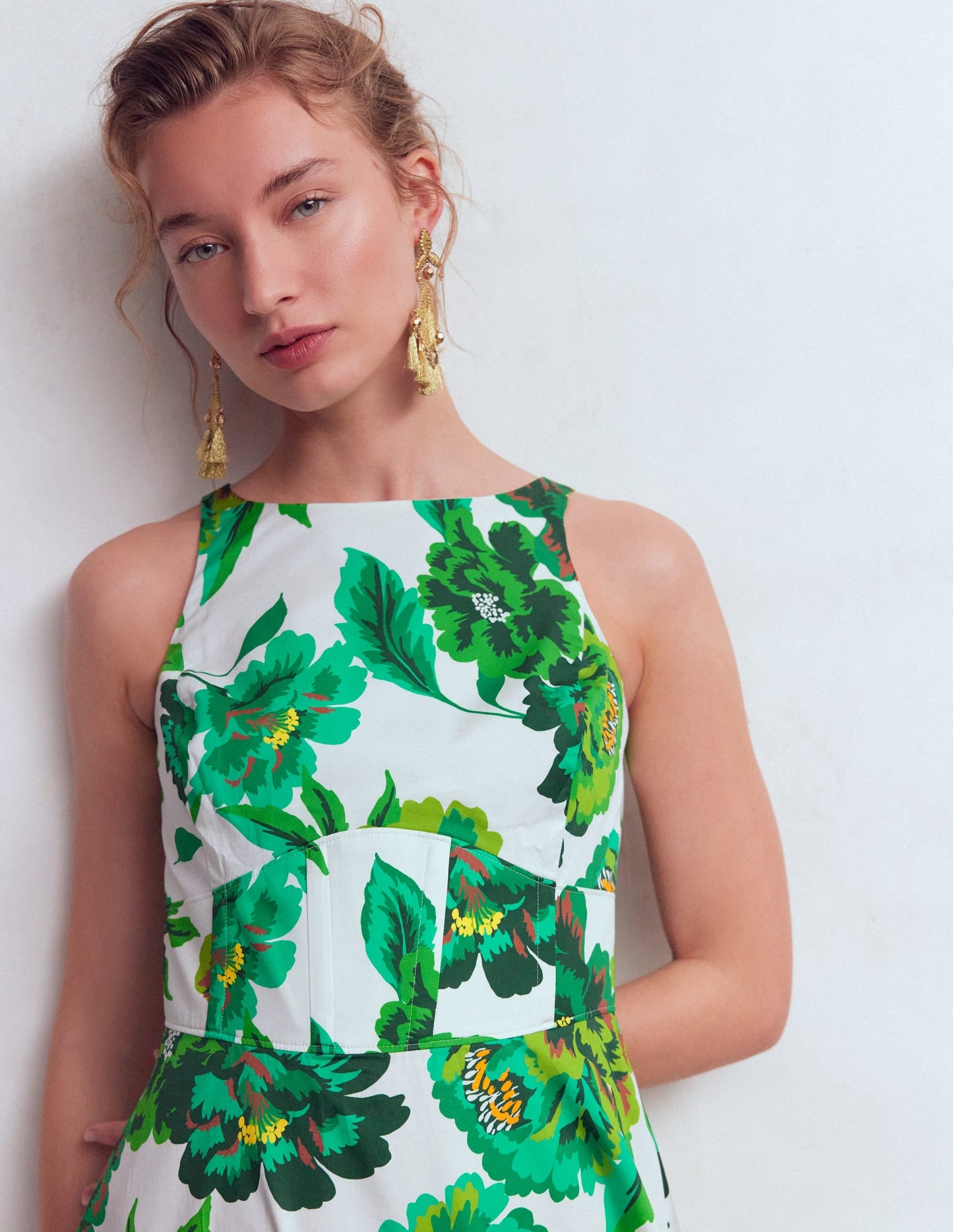 Silvia Boned Bodice Maxi Dress in Green Opulent Blossom Green Opulent Blossom 2