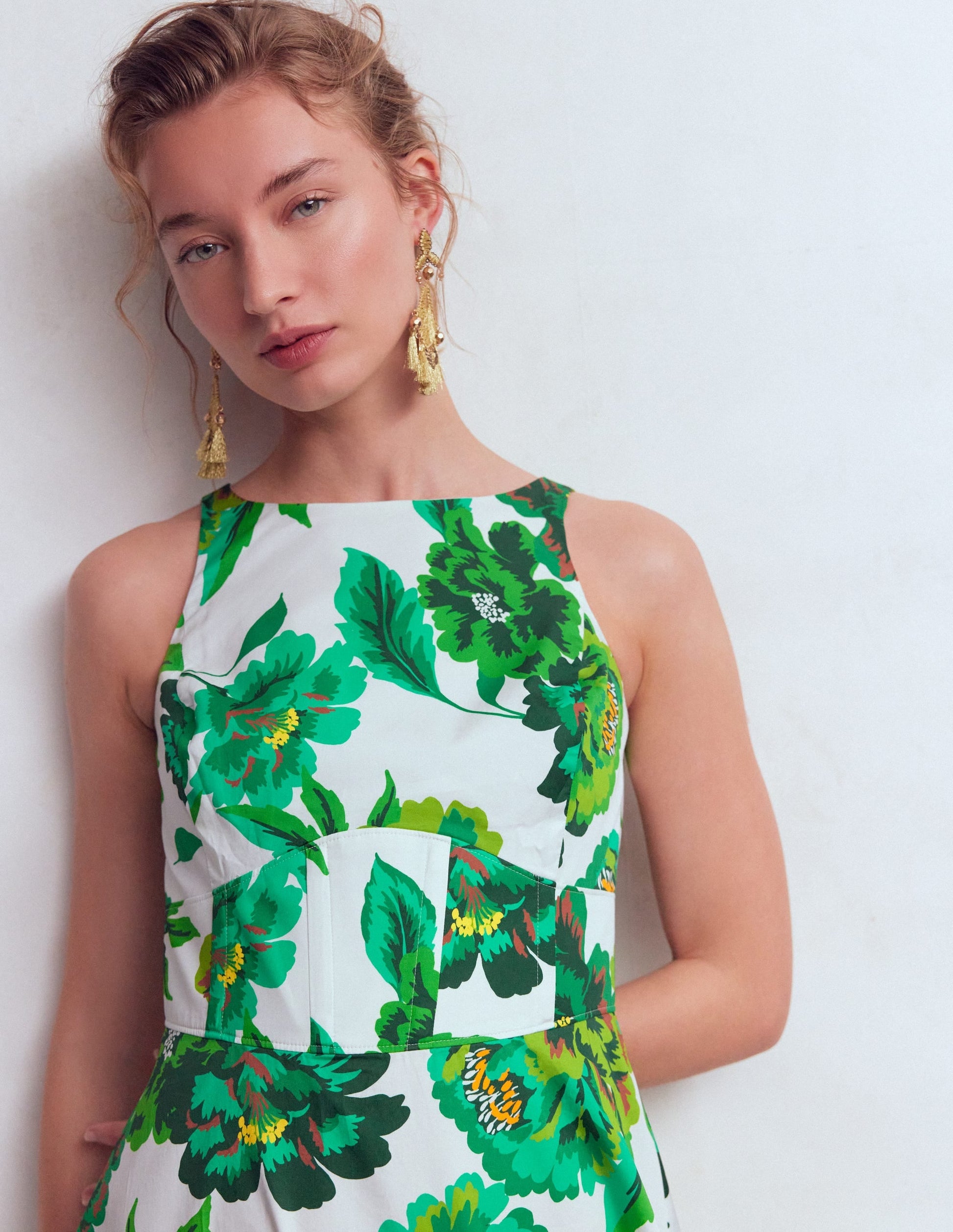 Silvia Boned Bodice Maxi Dress in Green Opulent Blossom Green Opulent Blossom 2