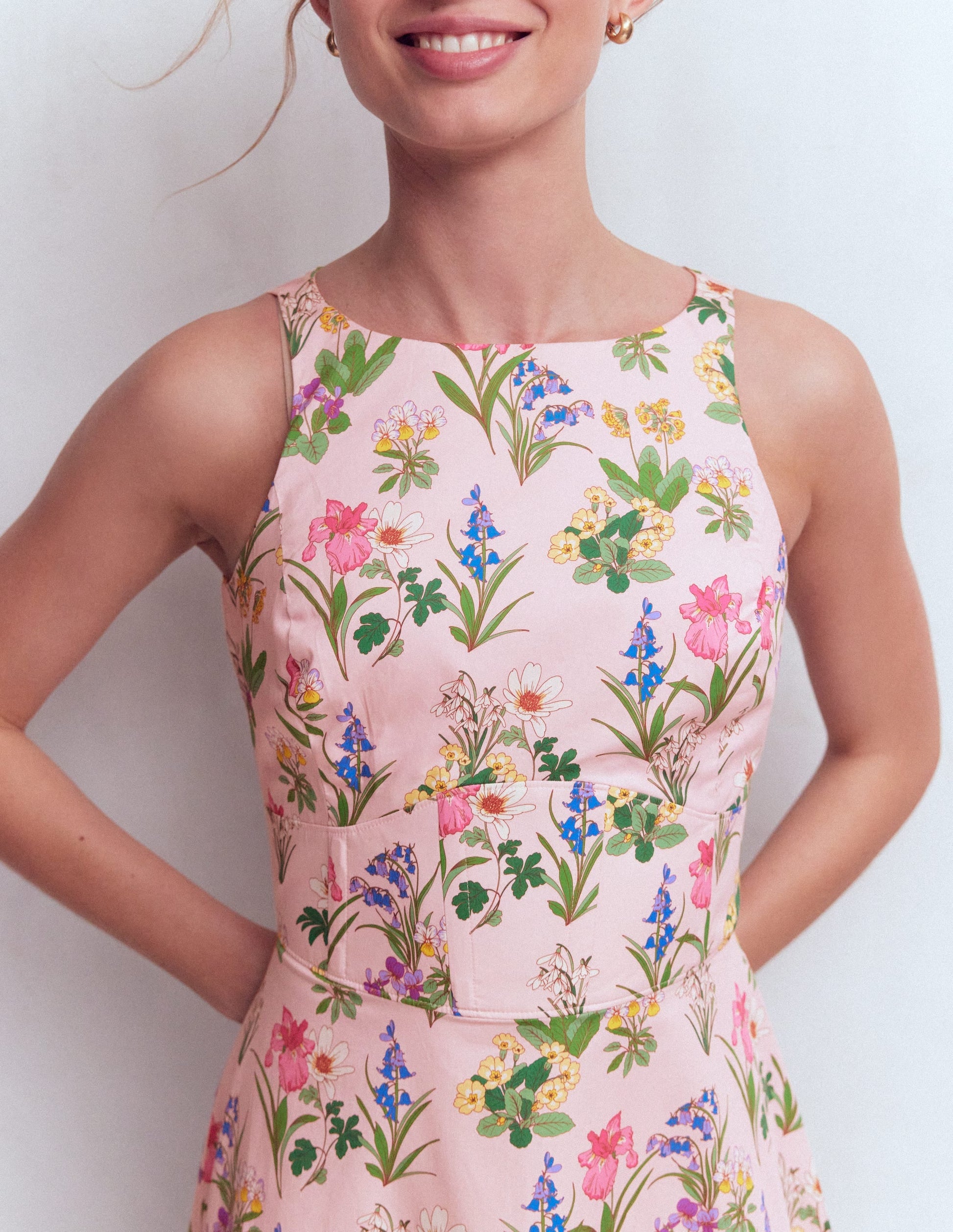 Silvia Boned Bodice Maxi Dress in Green Opulent Blossom French Pink, Delicate Blossom 2