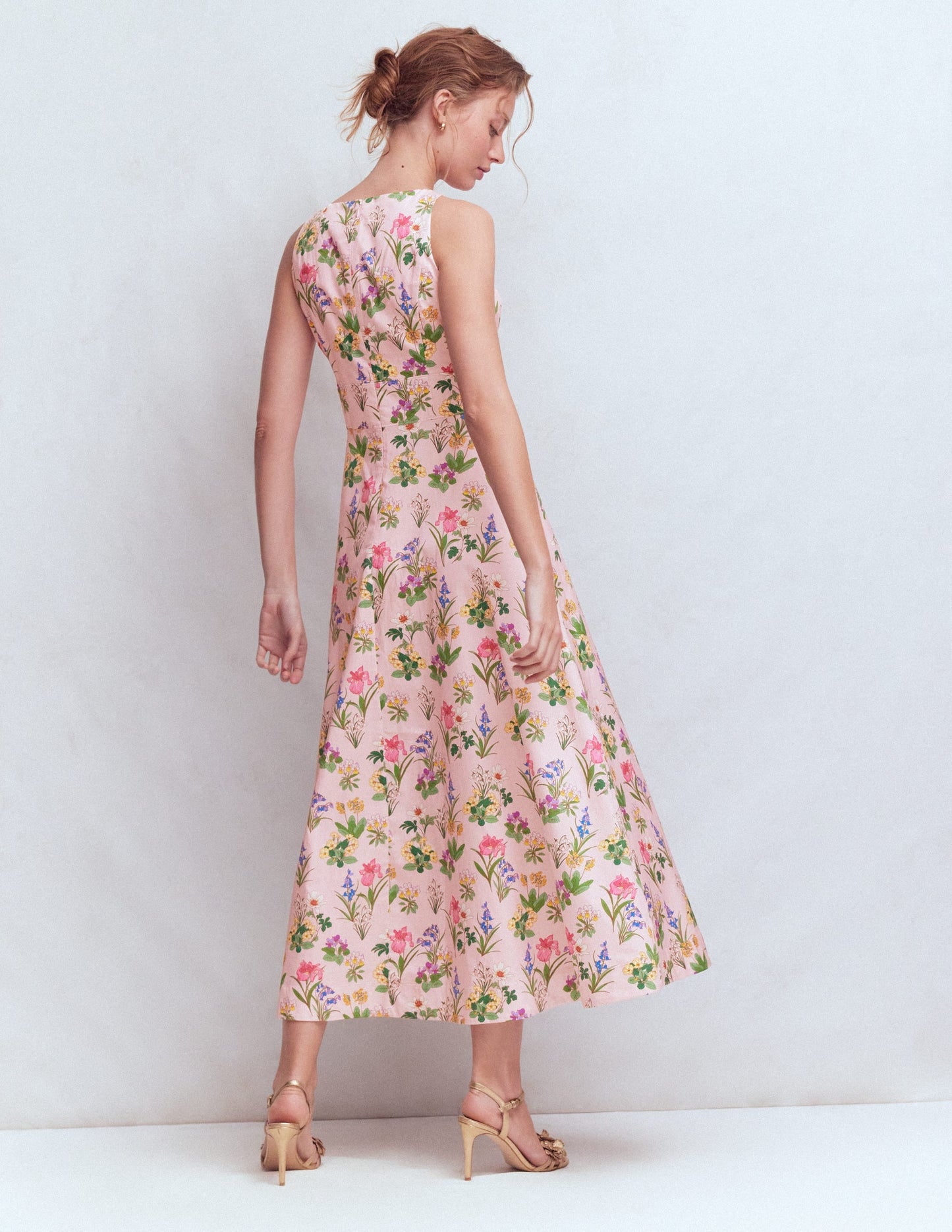 Silvia Boned Bodice Maxi Dress in Green Opulent Blossom French Pink, Delicate Blossom 3