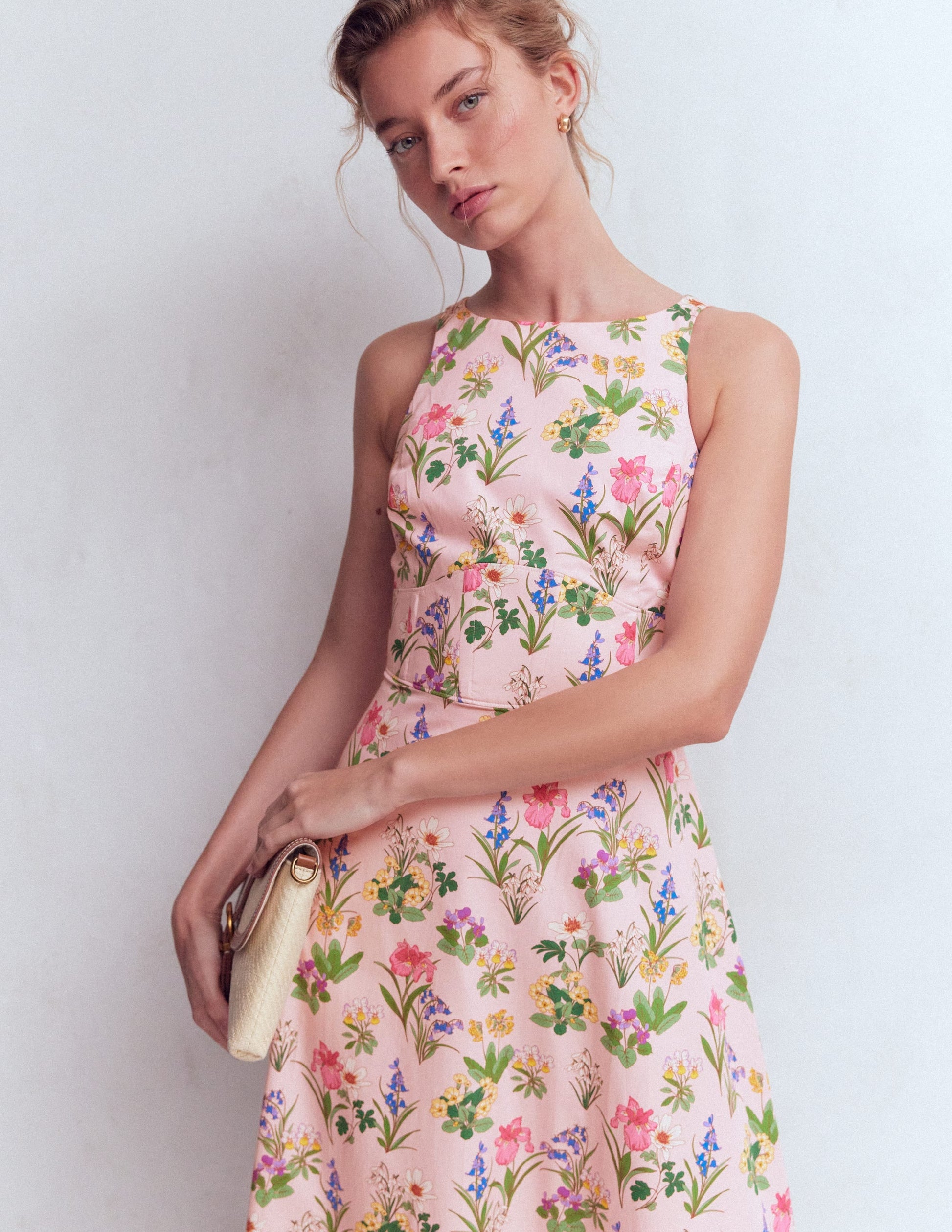 Silvia Boned Bodice Maxi Dress in Green Opulent Blossom French Pink, Delicate Blossom 5