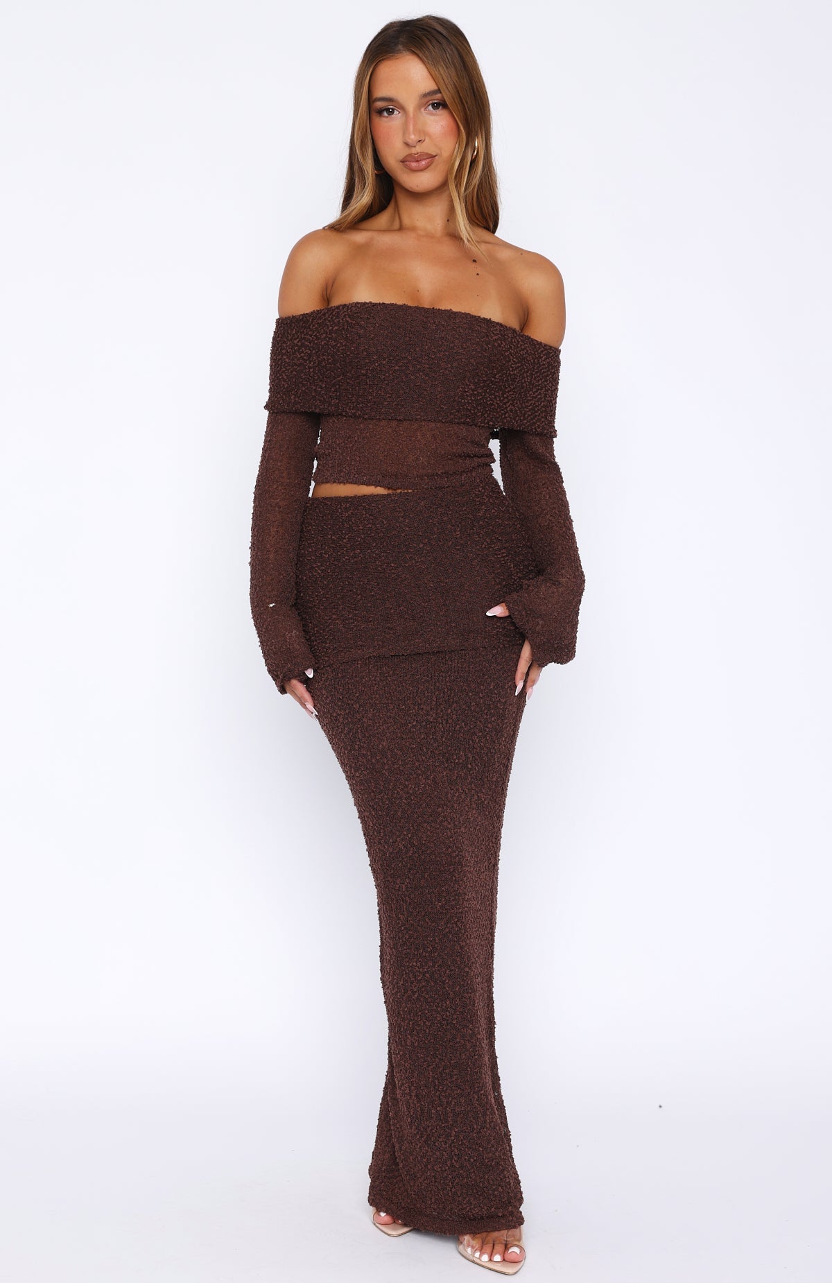 Arabella Knit Maxi Skirt in Chocolate Chocolate 2