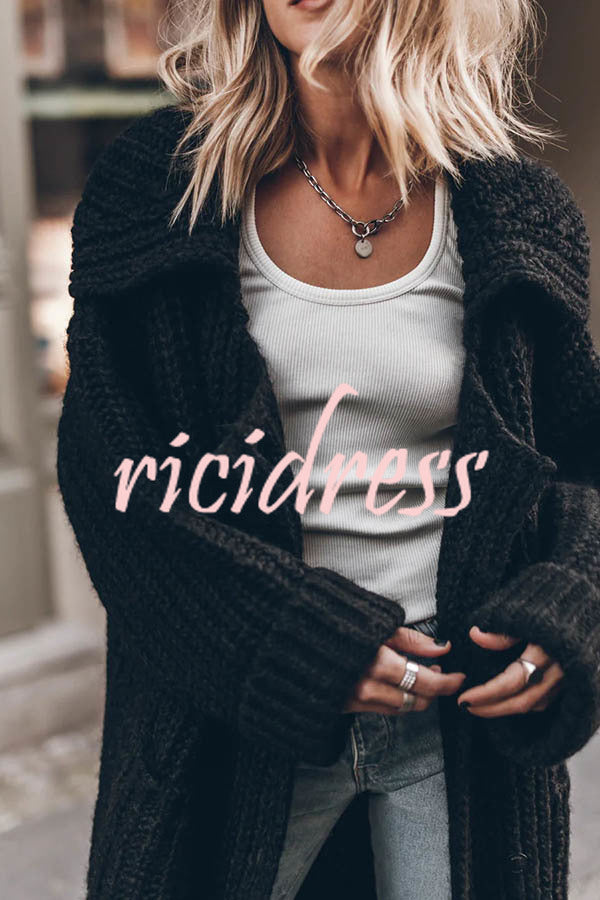 Margot Chunky Knit Midi Cardigan Black 4