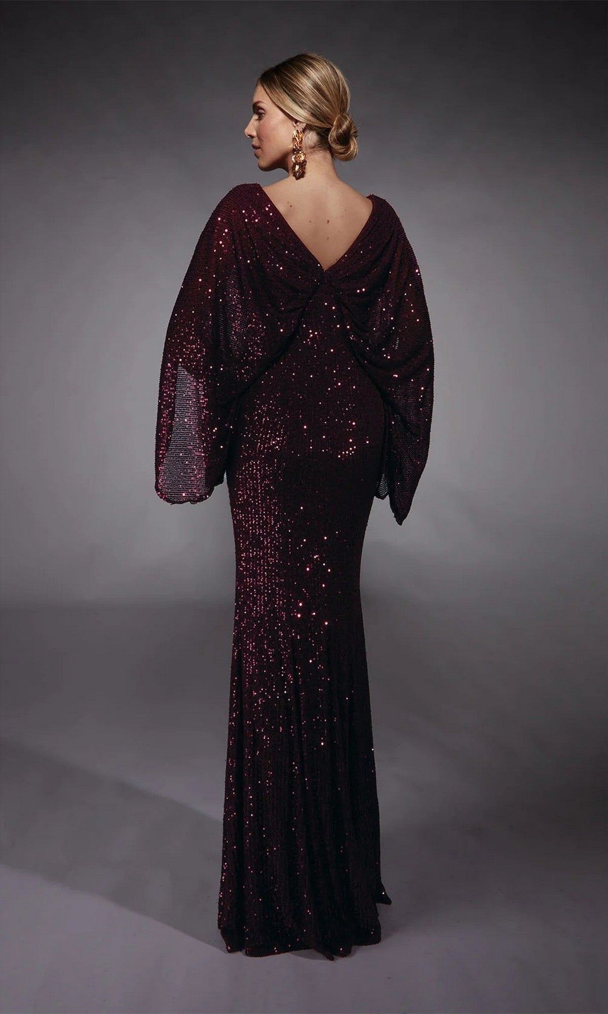 Alyce Navy Silk Formal Gown Aubergine 2