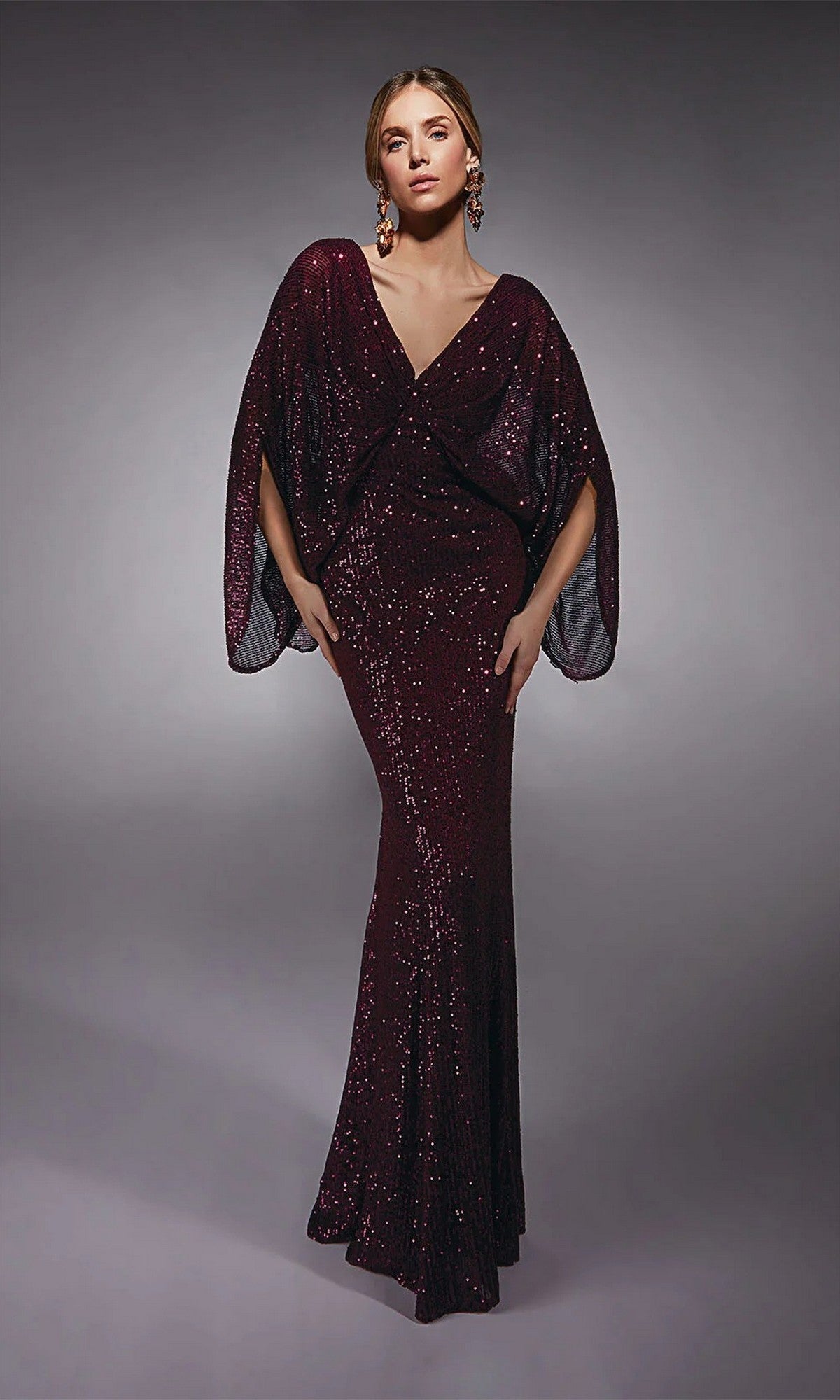 Alyce Navy Silk Formal Gown Aubergine 3