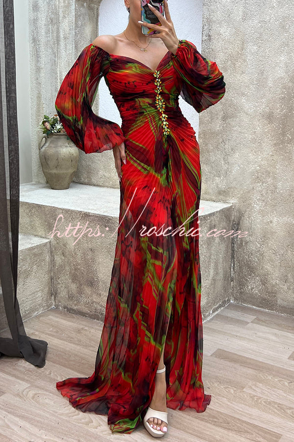 Seraphina Printed Off-Shoulder Maxi Dress Yellow 10