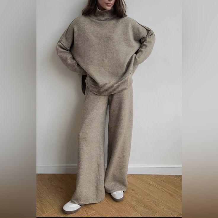 Margot Knit Sweater & Pants Set Tan 1