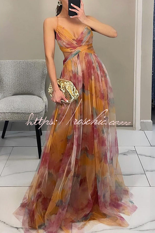 Giselle Tulle Floral Maxi Dress Blue 2