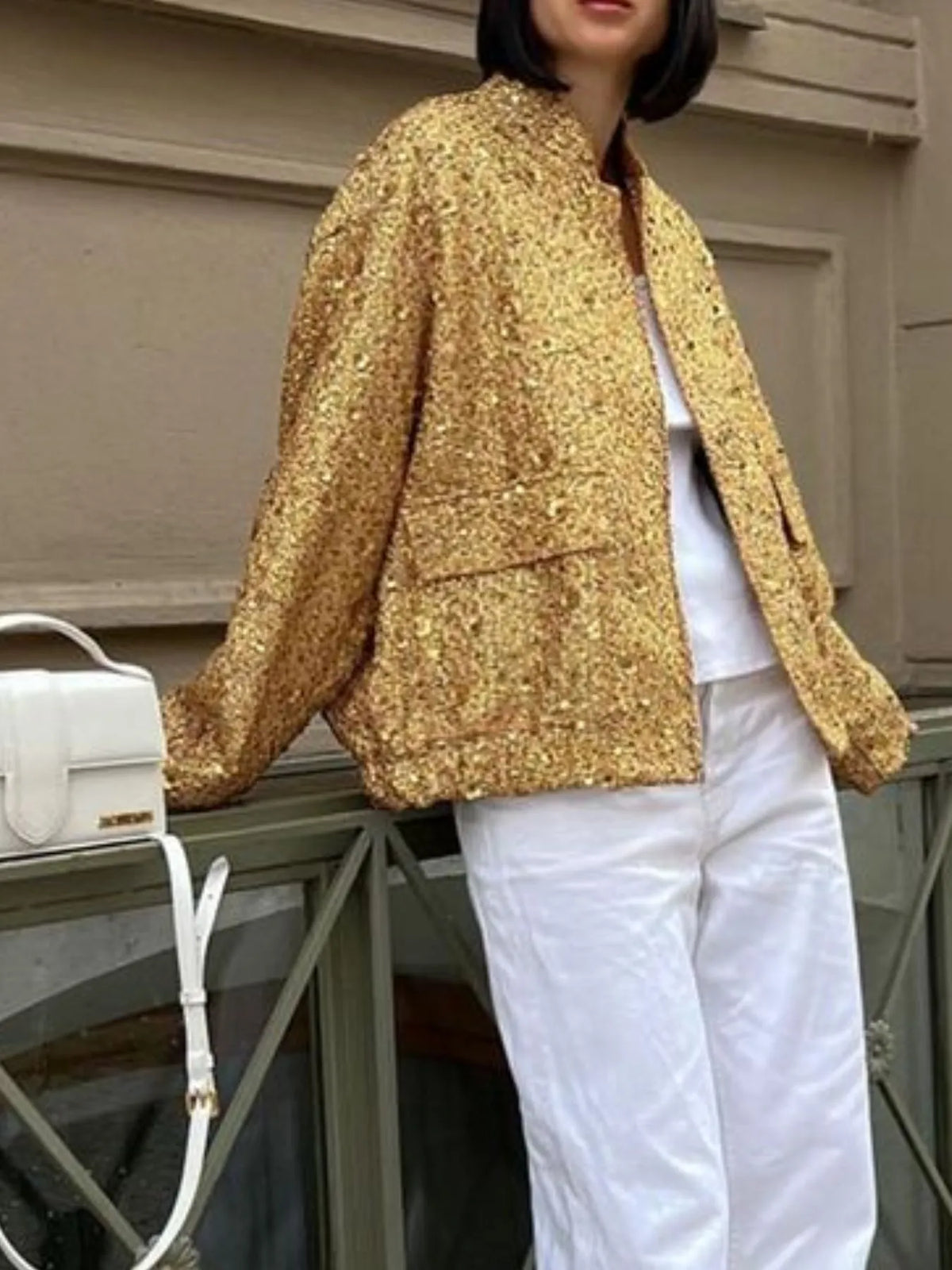 Margot Sequin Blazer Jacket Gold 4