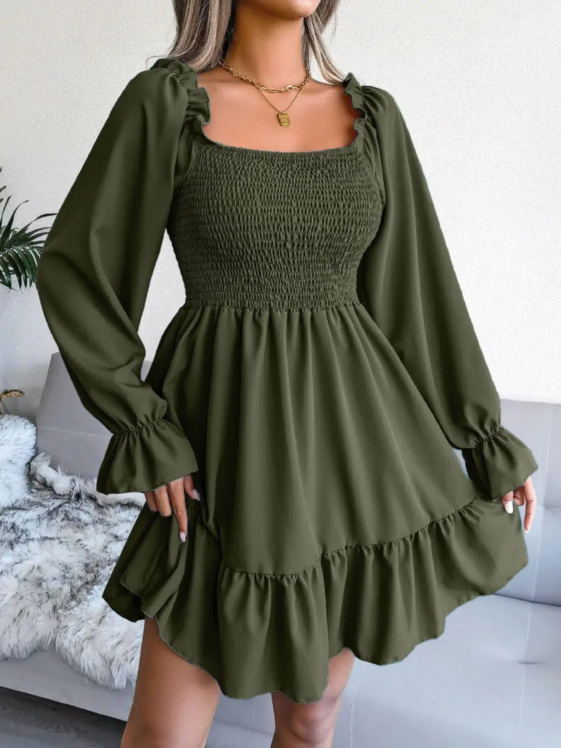 Celine Smocked Flounce Dress Lilac 1