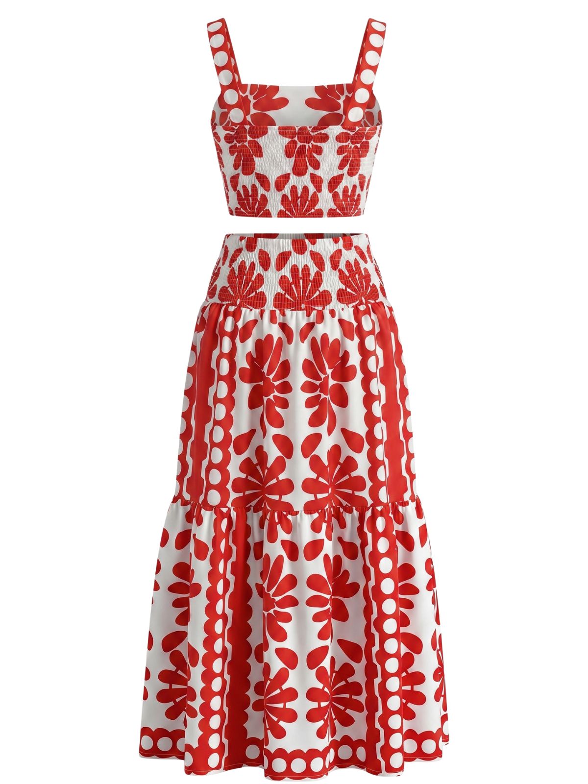 Imogen Square Neck Floral Maxi Dress Red 3