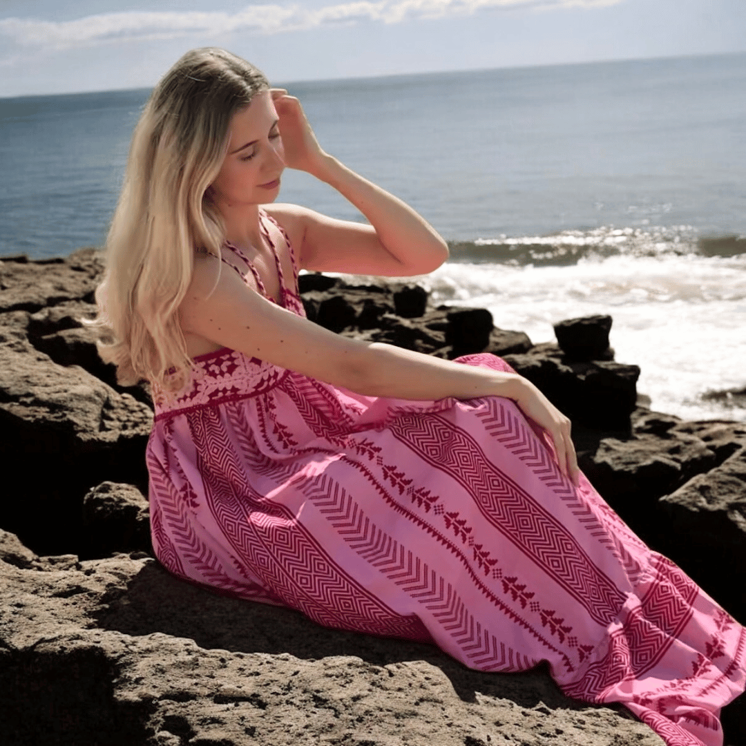 Livia Linen Maxi Dress Pink 8