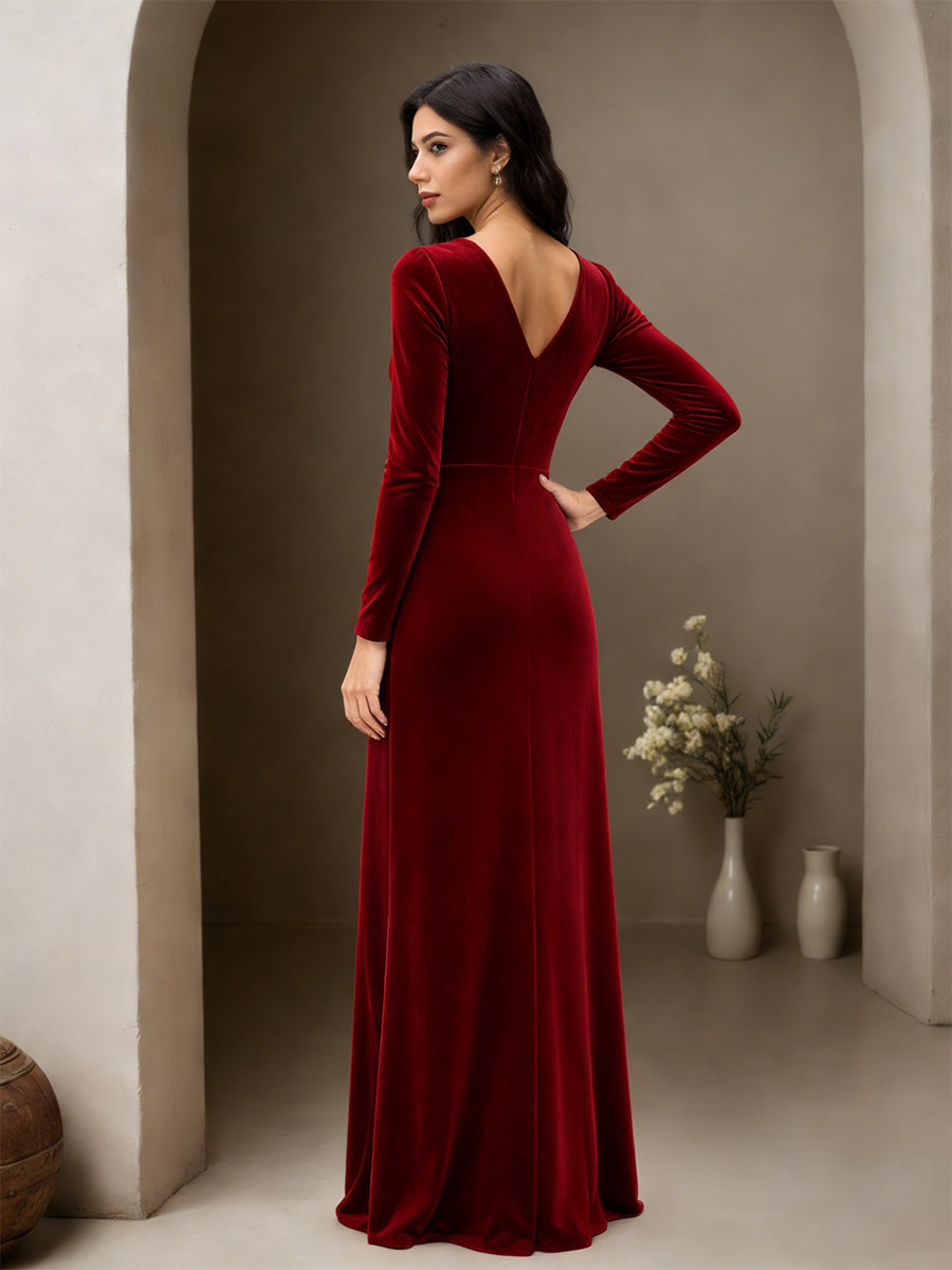 Cicinia Burgundy Velvet Sheath Dress Burgundy 2
