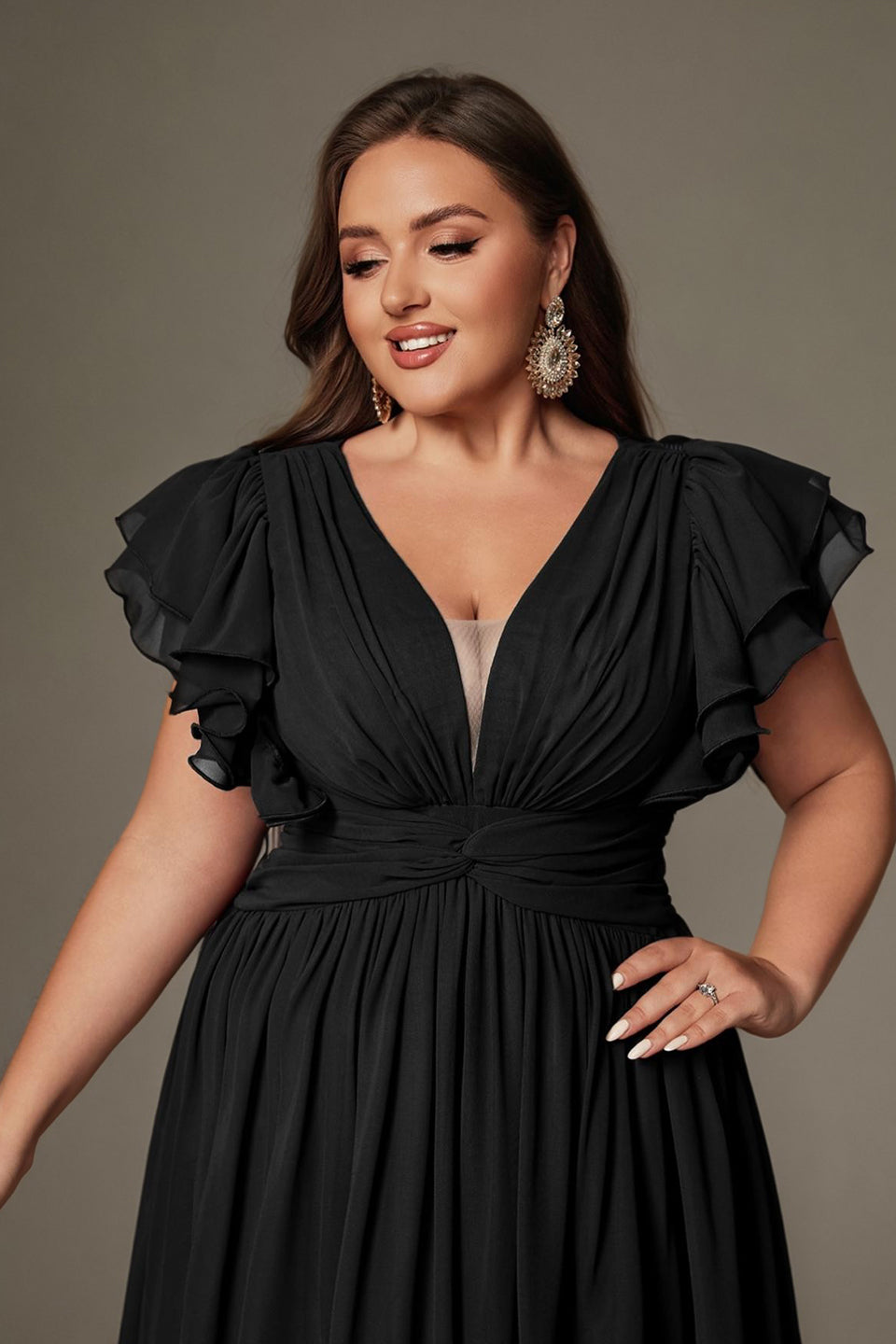 Valentina Ruffle Maxi Dress in Chocolate Blue 6