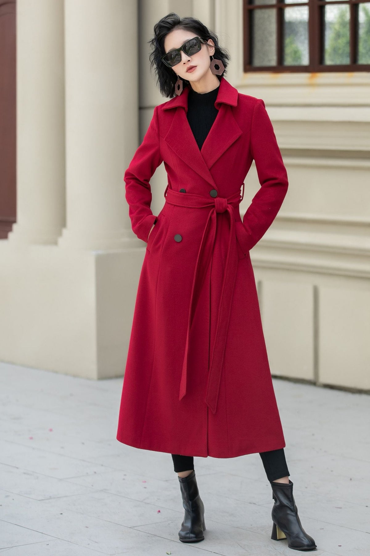 Margot Wool Maxi Coat Red 2