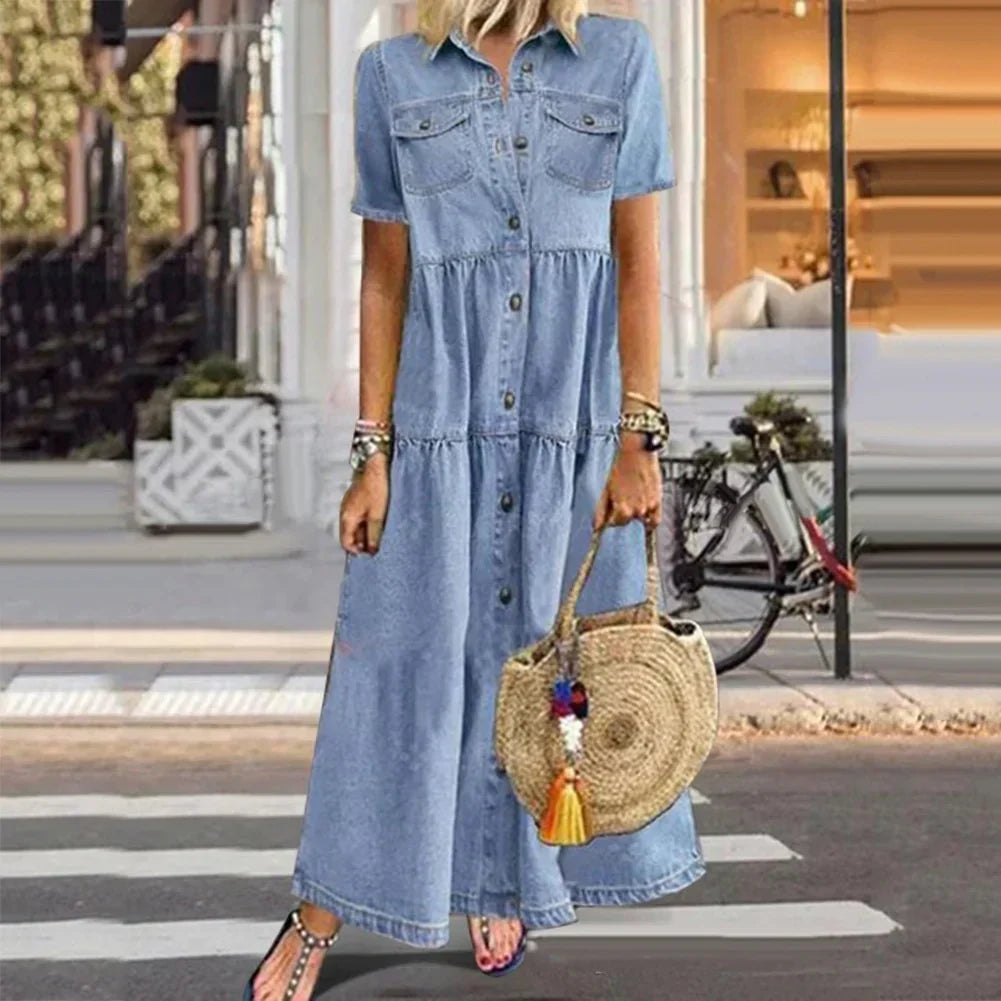 Eloise Linen Maxi Dress Jeanskleid 2