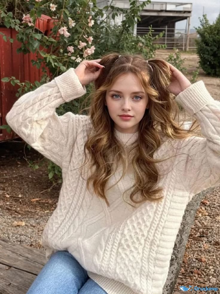 Wilhelmina Twisted Cable Knit Sweater Multi 1