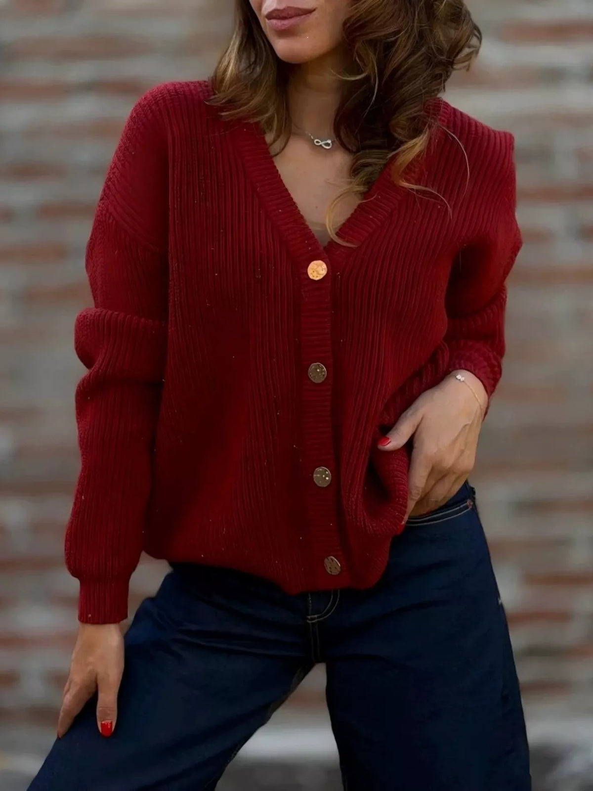 Margot Cardigan in Charcoal Knit Dark Gray 6