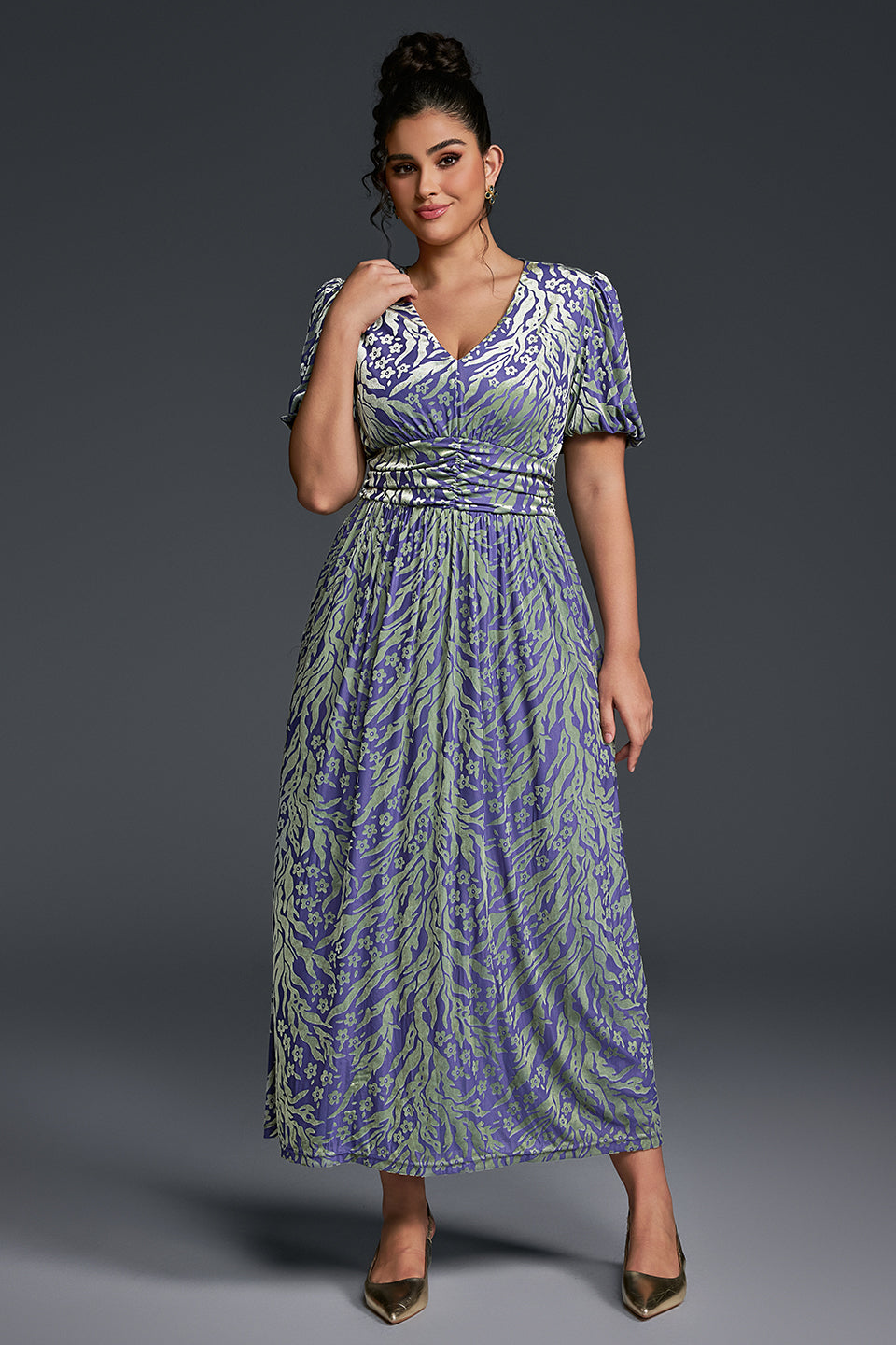 Isabelle Floral Pleated Maxi Dress Neck Velvet Plain Maxi Dress 6