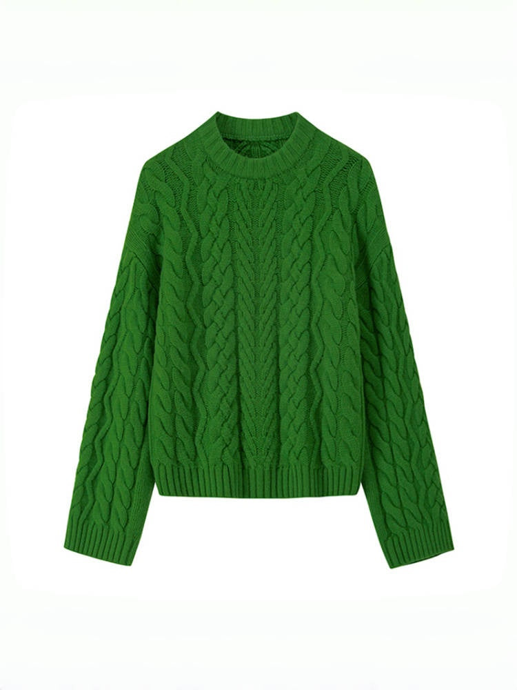 Margot Cable Knit Sweater Reed Green 10