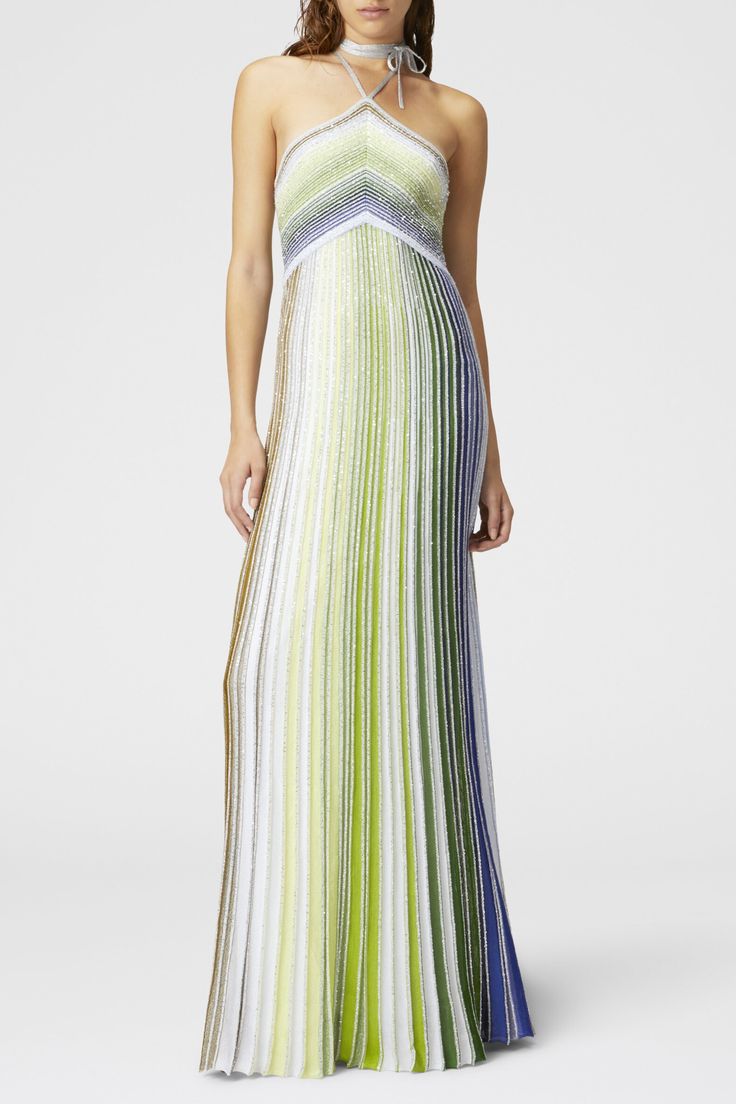Fiona Metallic Gradient Maxi Dress Green 1
