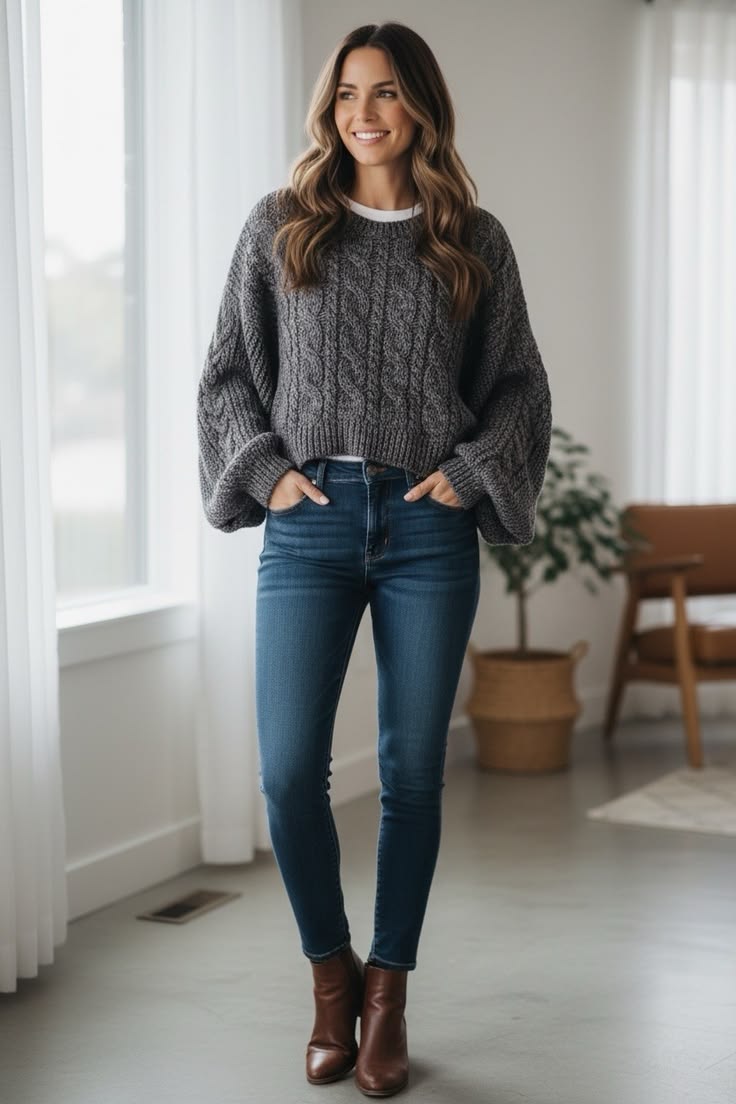 Margot Knit Sweater Crop Top Blue 1