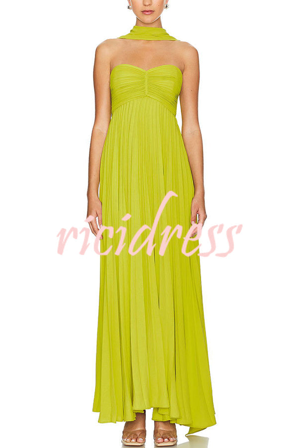 Arabella Pleated Off-Shoulder Maxi Dress Yellow 6
