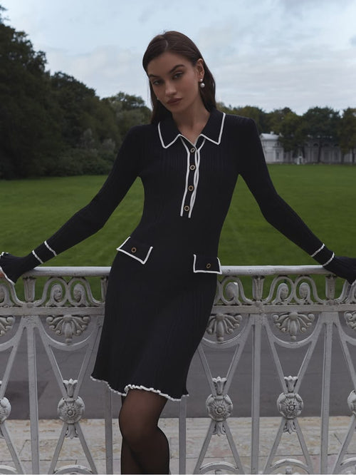 Margot Ribbed Knit Midi Dress Black 1