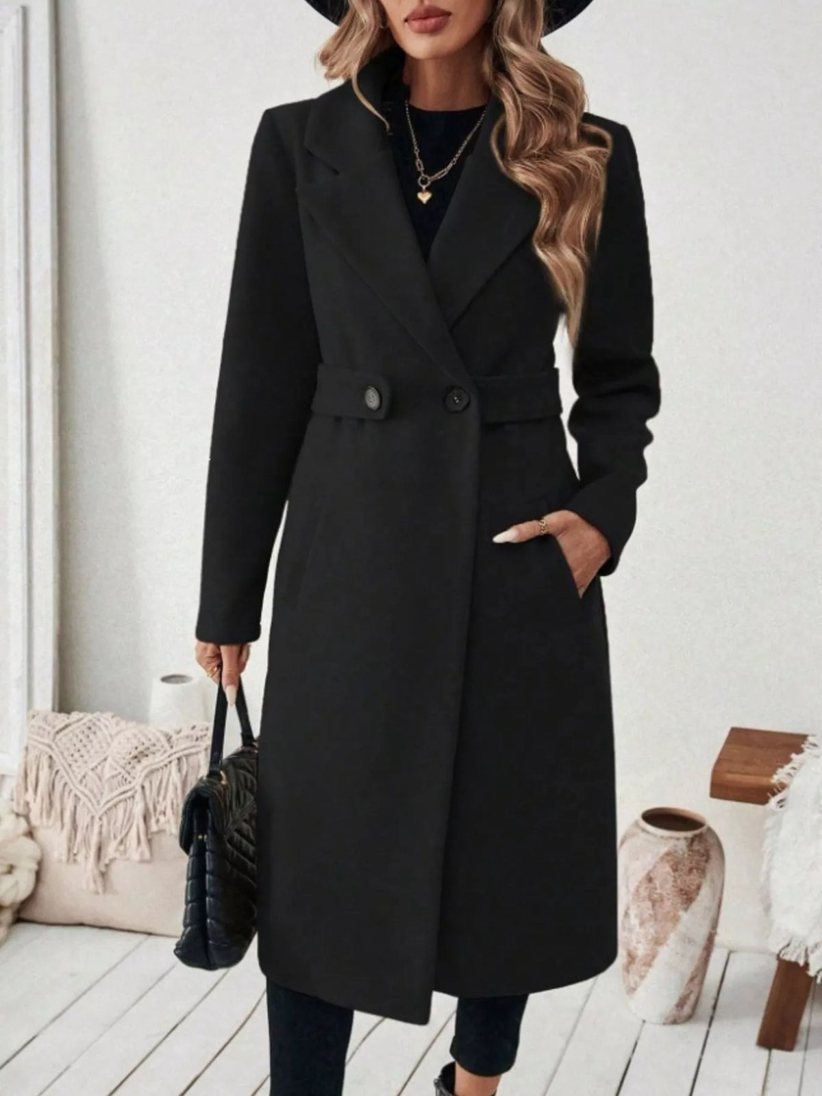 Margot Belted Lapel Coat in Burgundy Khaki 5