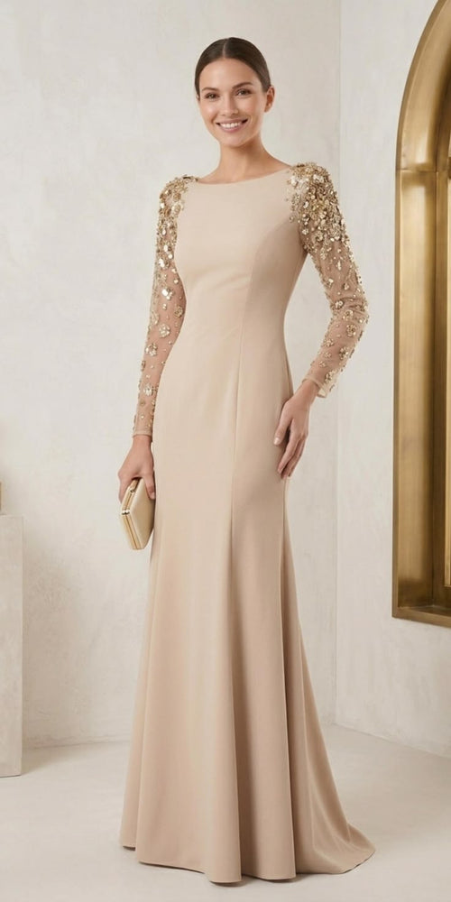 Margot Beaded Mesh Evening Gown Multi 1