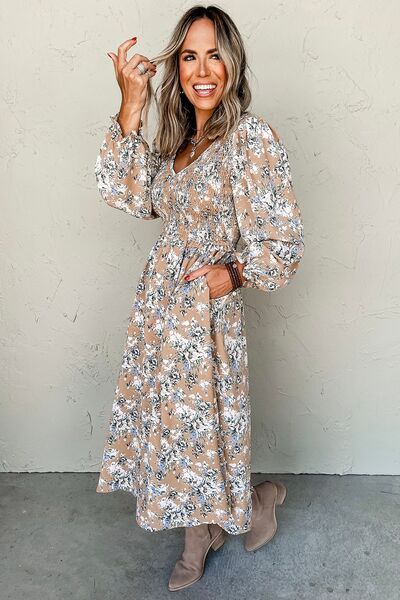 Margot Printed Tiered Dress Neck Long Sleeve Dress 5