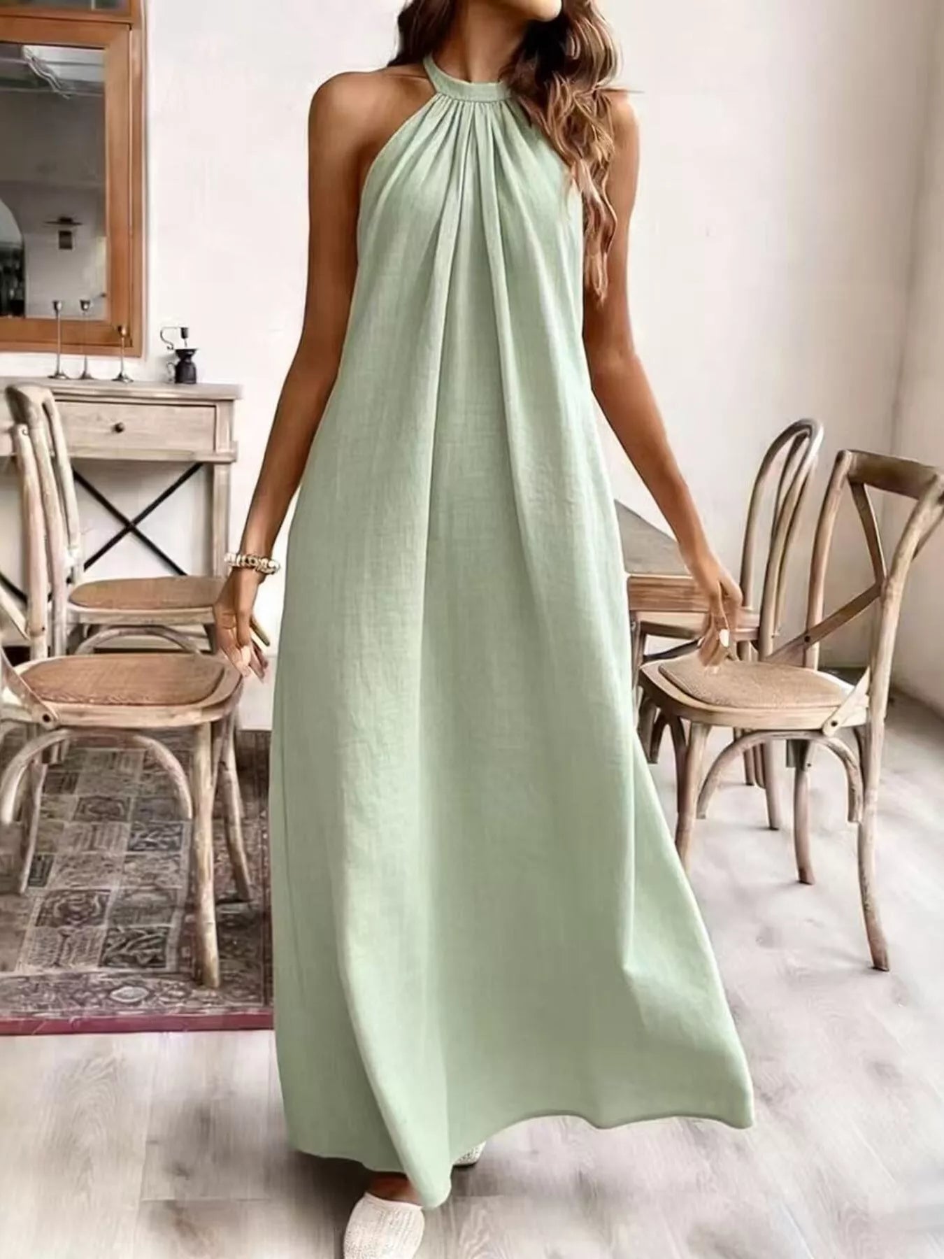 Margot Halter Maxi Dress in Cream Yellow 5