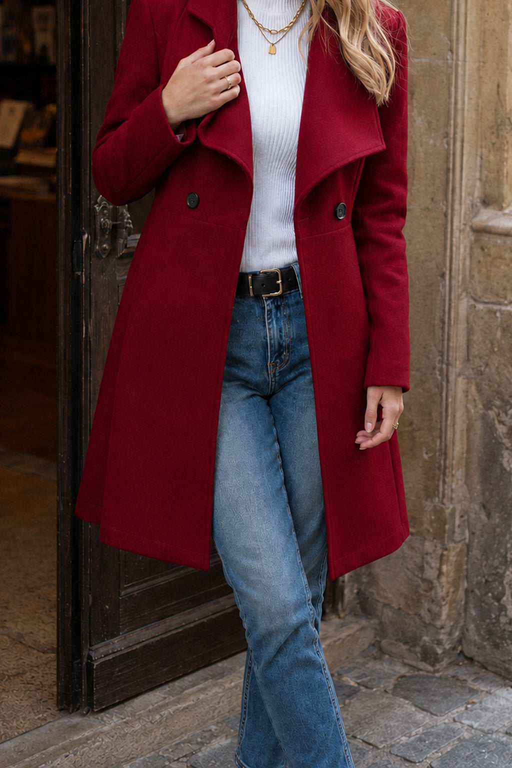 Margot Belted Wool Coat Black 3