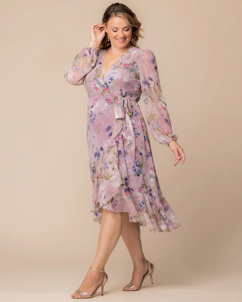 Celestine Metallic High-Low Cocktail Dress Gilded Florals 10