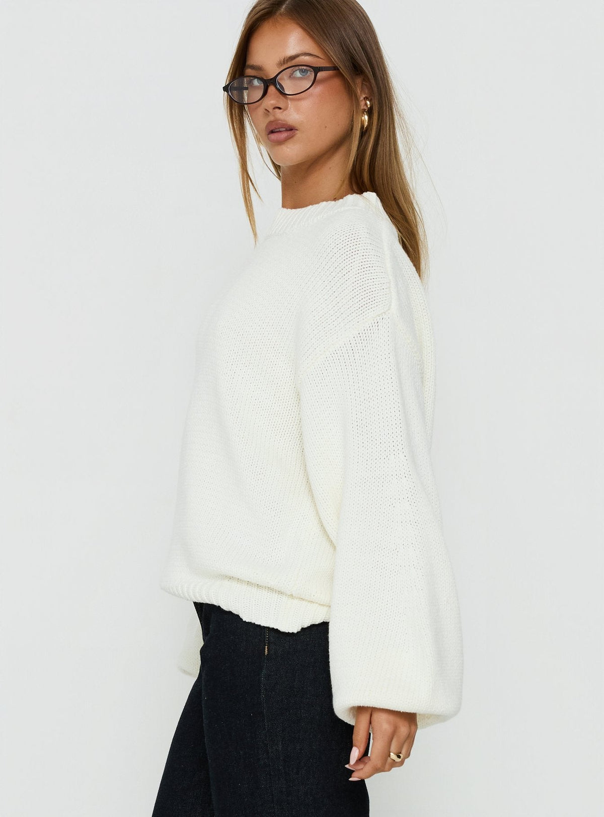 Harmony Knit Sweater in Cream White 4