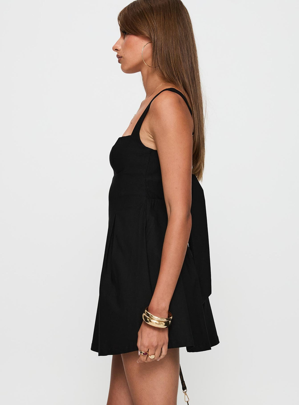 Xanthus Satin Mini Dress in Black BLACK 3