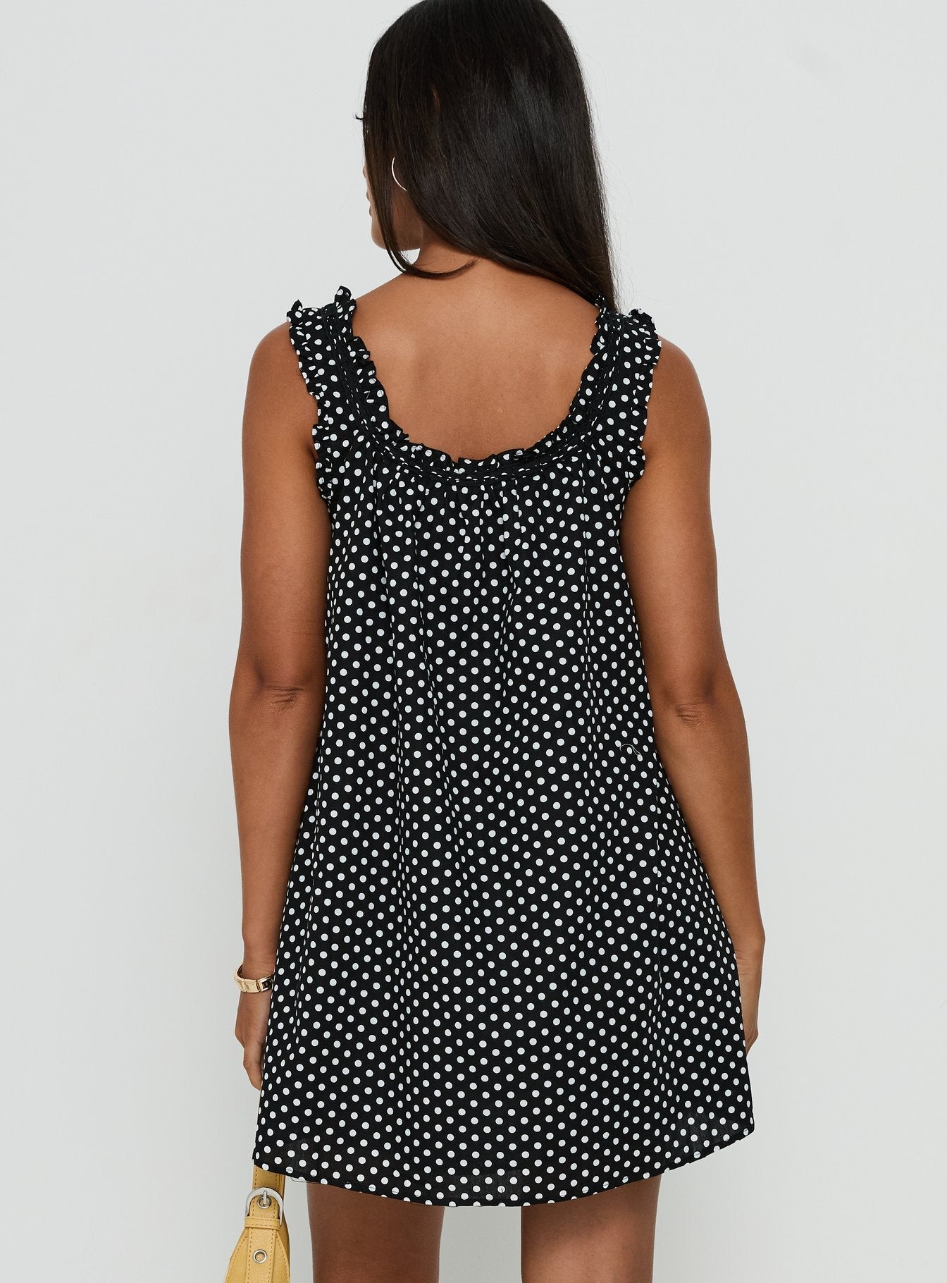 Margot Swing Mini Dress in Black Polka Dot Black Polka Dot 4