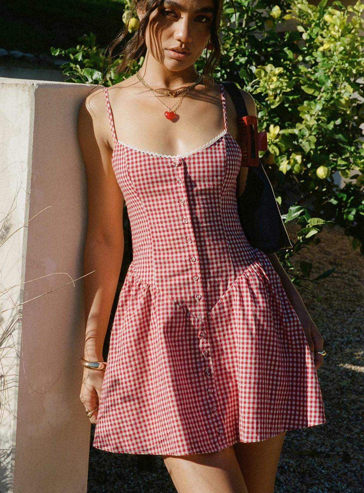 Toulouse Gingham Mini Dress Red Gingham 3