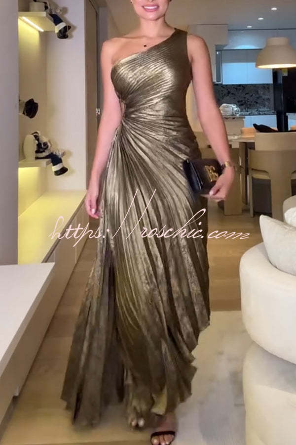 Valentina Metallic Maxi Dress Gold 2