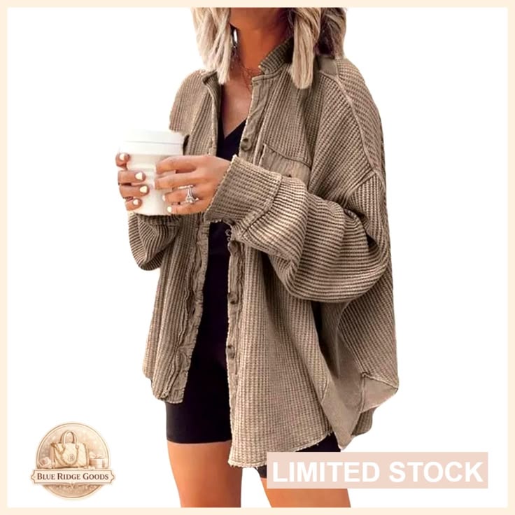 Margot Waffle Cardigan Shacket Red 1